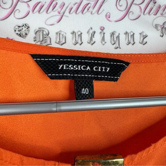 Yessica city top shirt Elegant Orange Blouse with Keyhole Detail - Picture 7 of 9